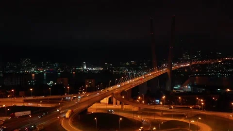 Vladivostok bridge Stock Footage