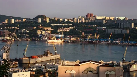 Vladivostok panoramic time lapse Stock Footage 83469649