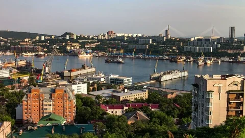 Vladivostok Panoramic Timelapse Stock Footage 83469932