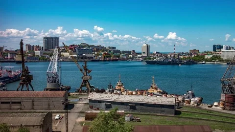 Vladivostok panoramic timelapse Stock Footage 83497090