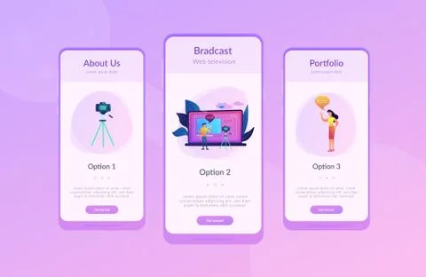 Vlog app interface template. Stock Illustration