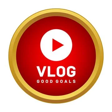 Vlog good goals play button red social media icon Stock Illustration
