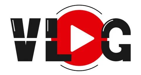 Vlog icon vector illustration. Handwritten text with video play button icon. Stock Illustration