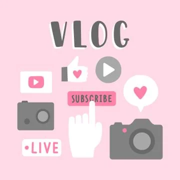Vlog icons illustration. Stock Illustration