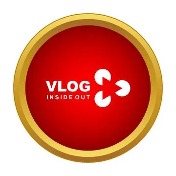 Vlog inside out concept logo on red circle Stock Illustration