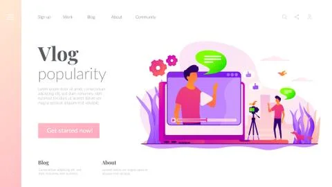 Vlog landing page template Stockillustratie