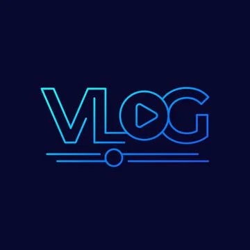 Vlog line logo on dark Stock Illustration
