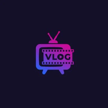 Vlog logo with old tv, vector Stock-Illustration