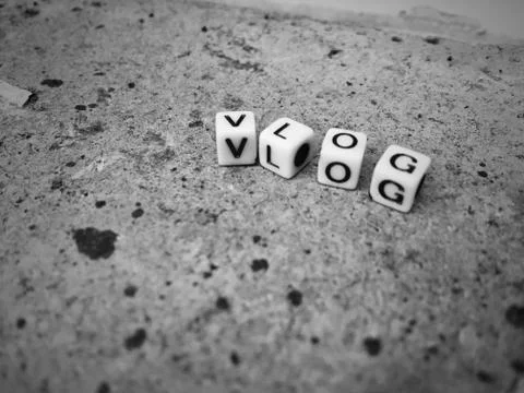 Vlog white letters Stock Photos