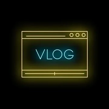 Vlog word appearing in neon web interface Illustrazione stock