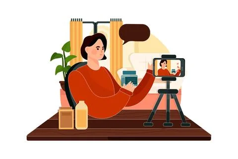 Vlogger doing a shopping overview Stock Illustration