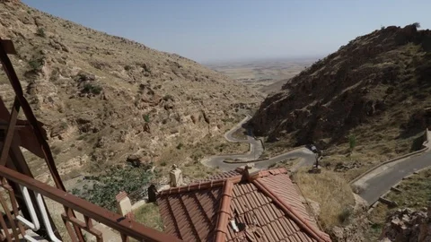 Vlogger drops camera while filming in northern Iraq Video stock 94282115