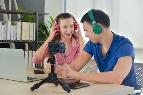 Vlogger internet star marketer broadcast startup small business Stock Photos