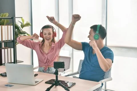 Vlogger internet star marketer broadcast startup small business Stock Photos