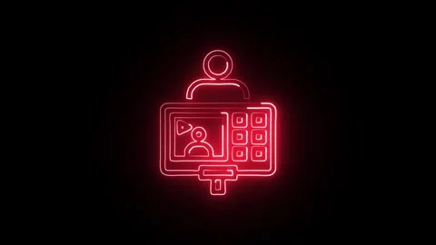 Vlogger Isolated on Black Background Neon Content Creator Animation Stock Footage 328107355