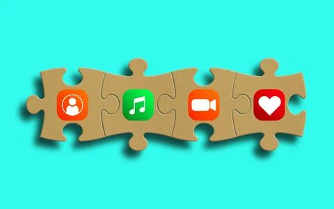 Vlogger puzzle , icon set Illustrazione stock