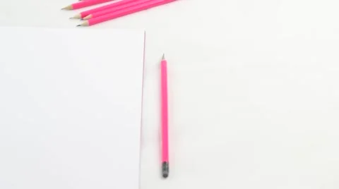 Vlogger styled video add yor own content pink pen floral watch white paper Stock Footage 68533305