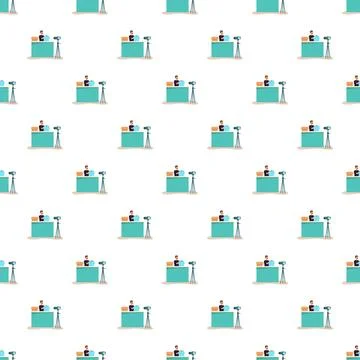Vlogging content creator recording video using camera pattern Illustrazione stock