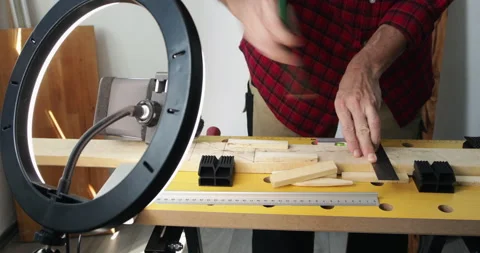 Vlogging fishing lure making process recording Stock Footage 153285776