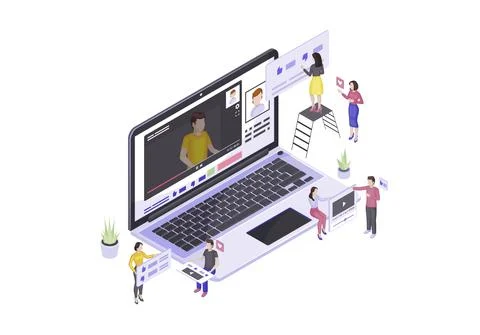 Vlogging isometric vector illustration Stock Illustration