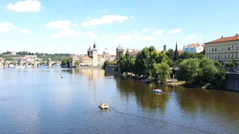 The Vltava River Prague Daytime Stock Footage 248423045