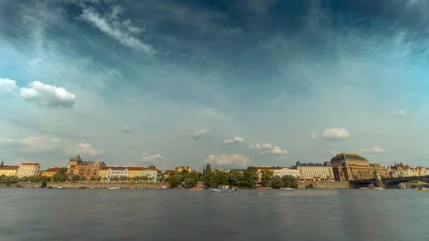 Vltava River in Prague / Time Lapse Video 4K Video stock 95212666