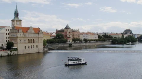 Vltava riverscape in Prague Stock Footage 120525975