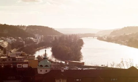 Vltava in Vysehrad Stock Photos