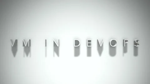 Vm in devops 3D title animation white text on a white background Stock Footage 299369198