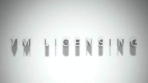 Vm licensing 3D title animation white text on a white background Stock Footage 299369216