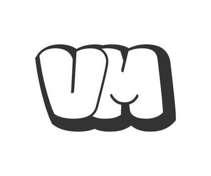 VM logo, bubble comic lettering, rounded in graffiti style black and white .. Stock Illustration