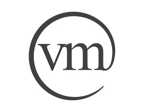 VM logo from two letter with circle shape email sign style. V and M round l.. Stock Illustration