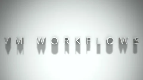 Vm workflows 3D title animation white text on a white background Stock Footage 299369208