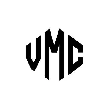 VMC letter logo design with polygon shape. VMC polygon and cube shape logo .. Stock Illustration