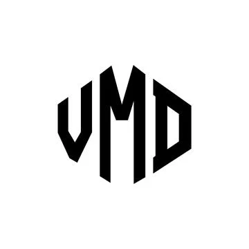VMD letter logo design with polygon shape. VMD polygon and cube shape logo .. Illustrazione stock