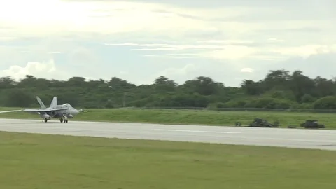 VMFA-115 Silver Eagles F/A-18 Hornet landing Stock Footage 109353822