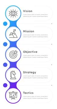 VMOST circle blue gradient infographic 5 steps Stock Illustration