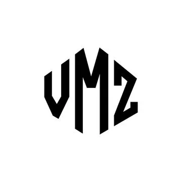 VMZ letter logo design with polygon shape. VMZ polygon and cube shape logo .. Stock Illustration