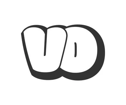 VO logo, bubble comic lettering, rounded in graffiti style black and white .. イラスト素材