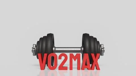 VO2 Max Endurance Training Concept with Heavy Dumbbell 3d render. Stock Illustration
