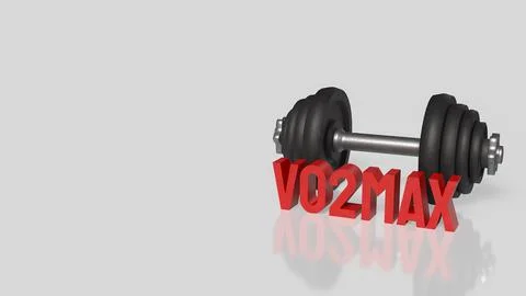 VO2 Max Endurance Training Concept with Heavy Dumbbell 3d render. Stock Illustration
