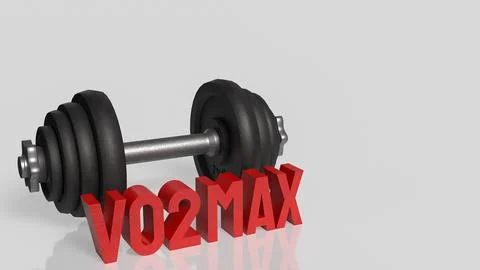 VO2 Max Endurance Training Concept with Heavy Dumbbell 3d render. Stock Illustration