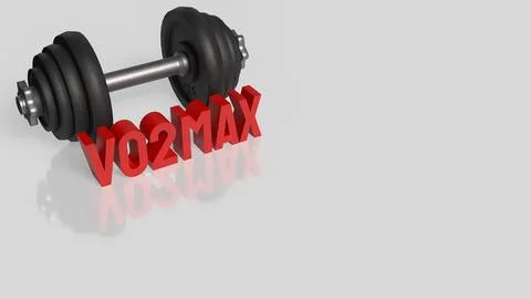 VO2 Max Endurance Training Concept with Heavy Dumbbell 3d render. Stock Illustration