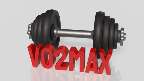 VO2 Max Endurance Training Concept with Heavy Dumbbell 3d render. Stock Illustration