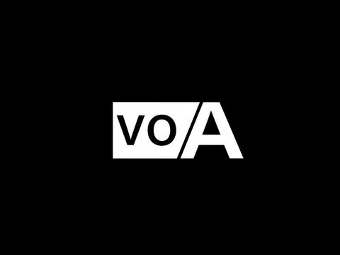 VOA Logo and Graphics design vector art, Icons isolated on black background Illustrazione stock