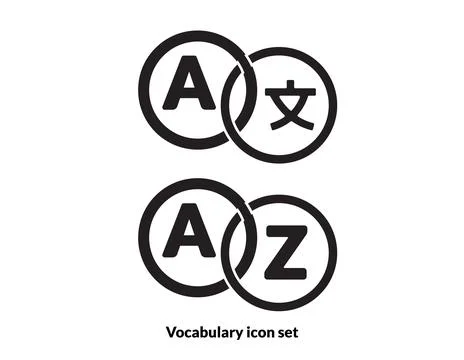 Vocabulary vector icon set. Light, Regular And Bold style design isolated o.. Stock Illustration