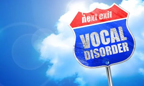 Vocal disorder, 3D rendering, blue street sign Stock Illustration
