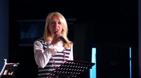 Vocal Group Performs On Stage in restaurant. Stock Footage 65224490