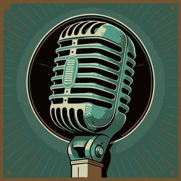 Vocal microphone flat retro style Stock Illustration