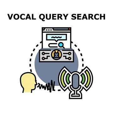 Vocal query search concept developing voice recognition technology Stock Illustration